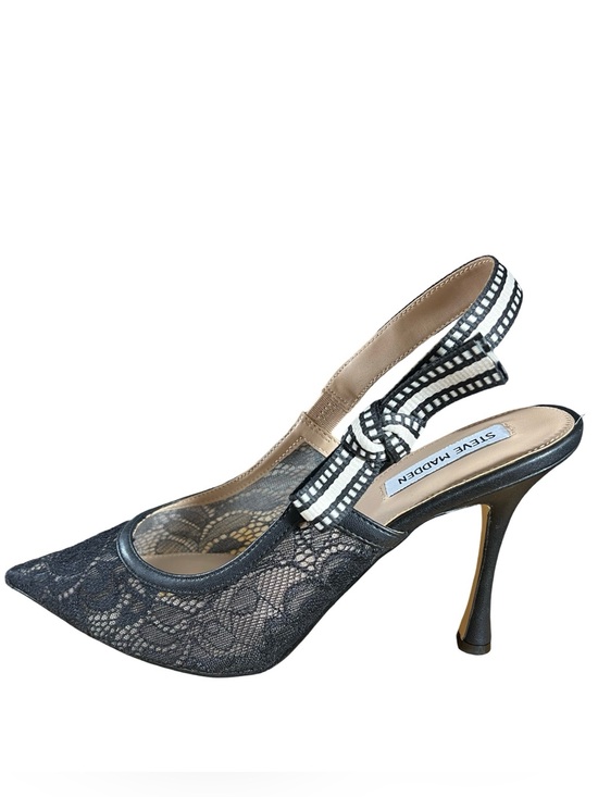 Steve Madden Shoes - NWOB $109 Steve Madden Bri Black Lace Bow Slingback Heels Size 10M